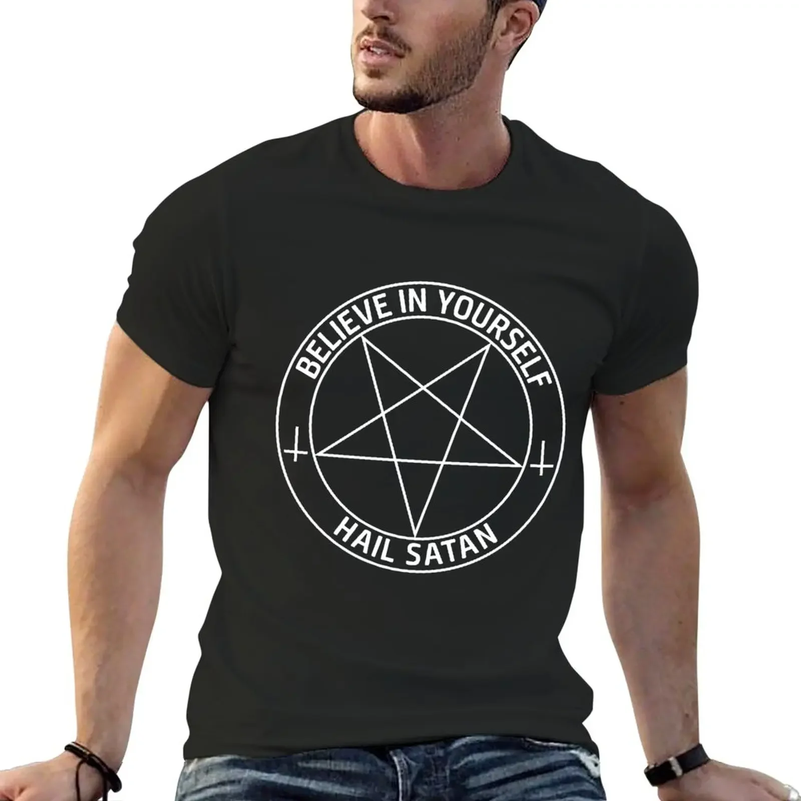 

Believe In Yourself Hail Satan T-Shirt boys animal print cute clothes quick-drying Men's t shirts