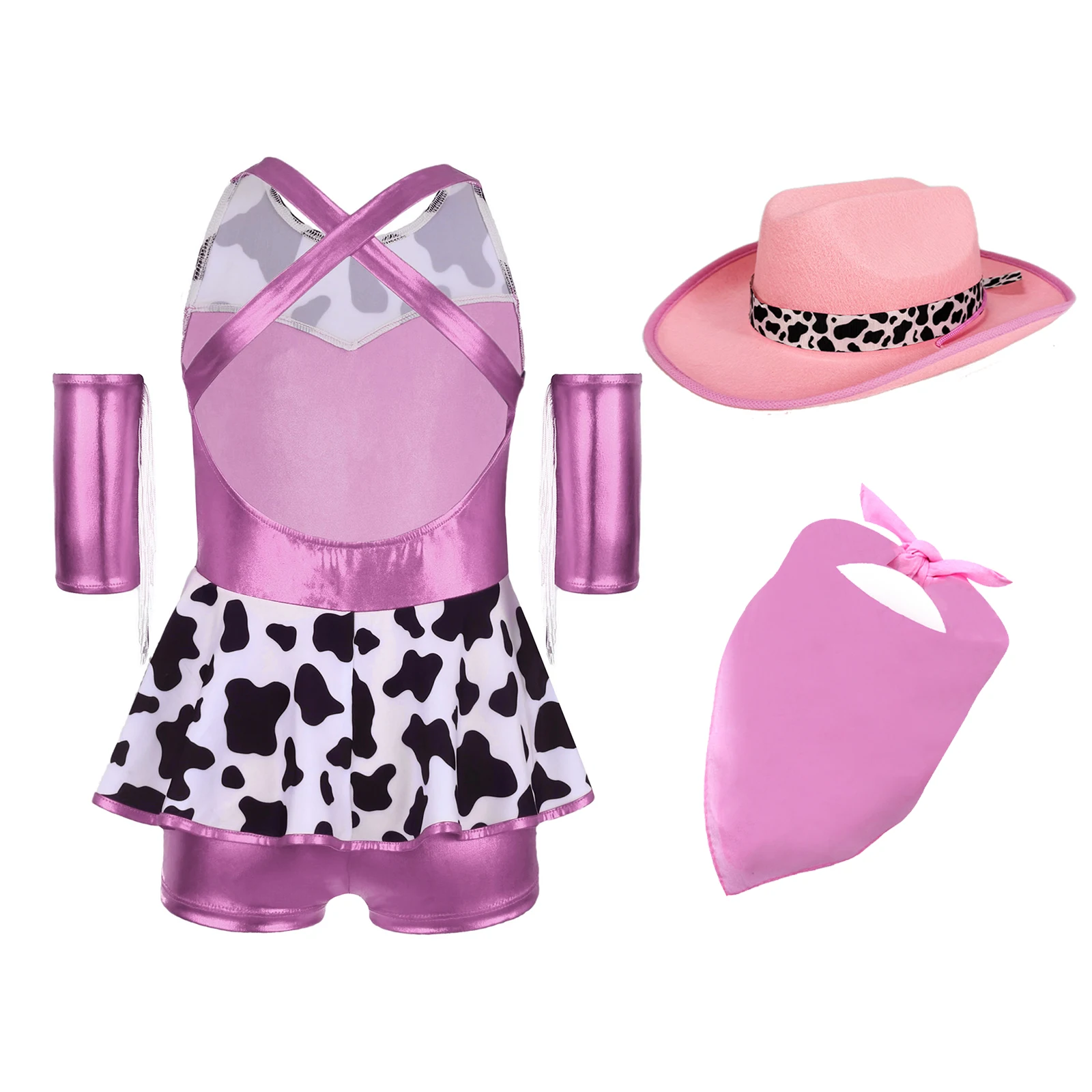 Déguisement Cowgirl Fille Métallisé avec Chapeau et Bandana – photo 13