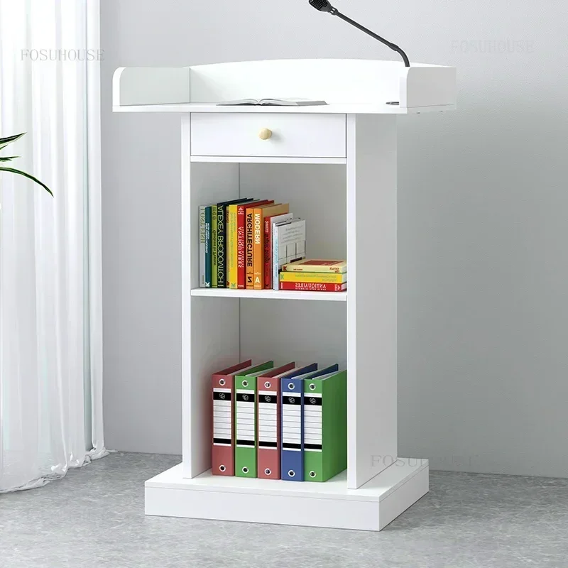 Simple Reception Desks Podium Speech School Church Lectern Pulpit Modern Meeting Room Emcee's Desk Book Shelves Office Furniture