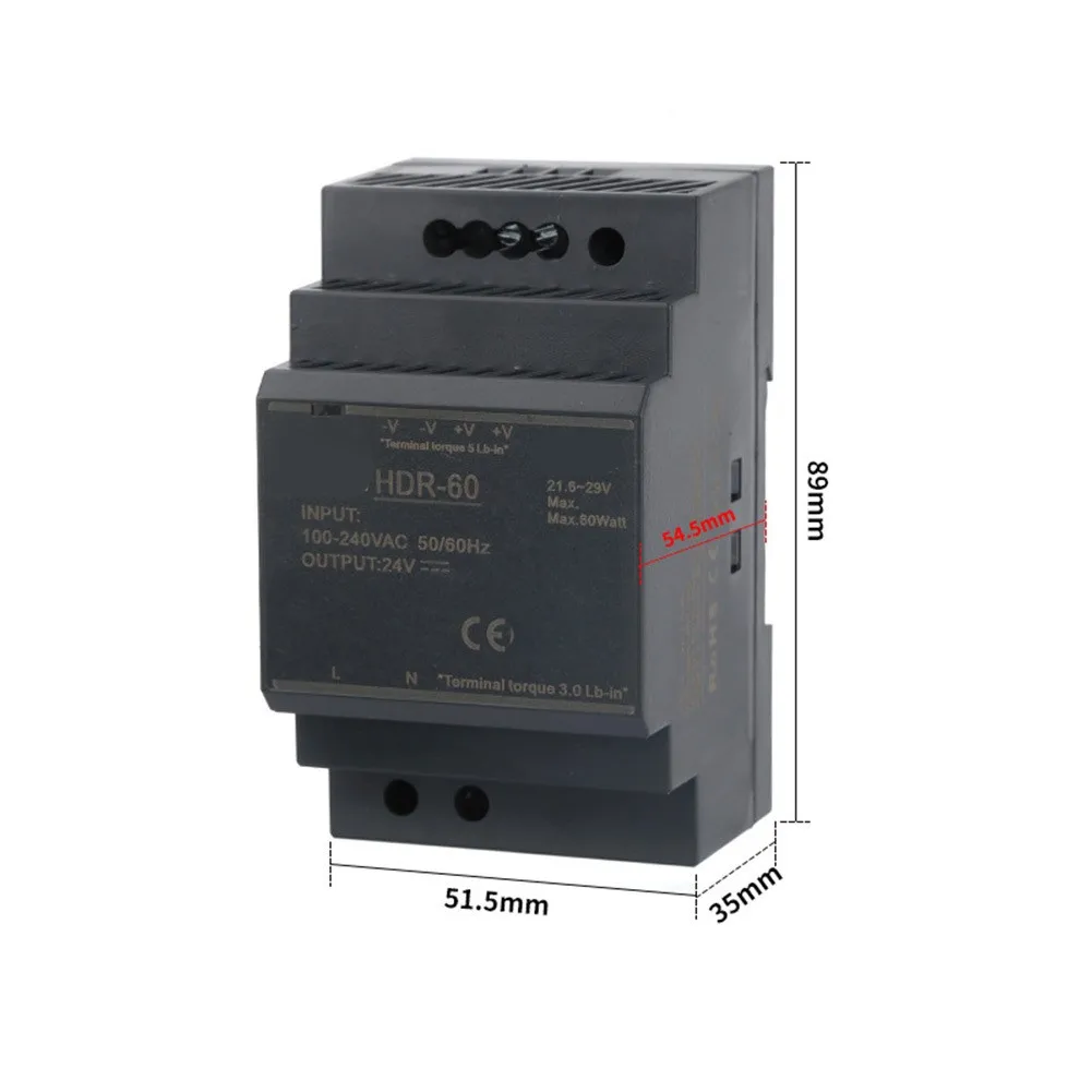 다중 레이어 보호 전원 공급 장치 스위칭 전원 공급 장치 HDR-60 100W 100W DIN 레일 PSU 과부하 보호