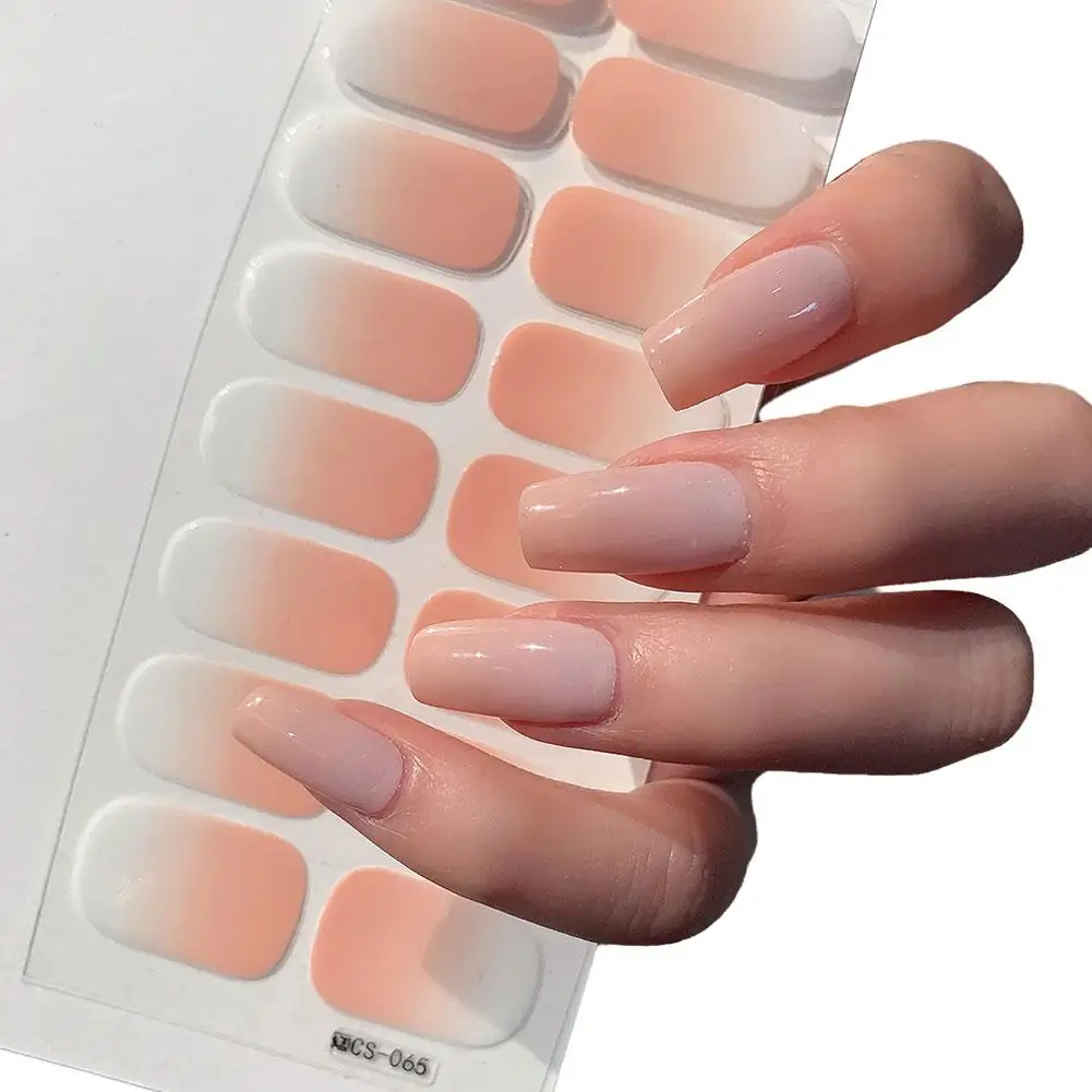 Semi-cured Gel Nail Stickers Solid Color 16 Colors