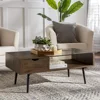 42 Inch Table Glass and Dark Walnut Dolce Gusto Montclair Mid Century Modern Two Toned 1 Drawer Coffee Table Mesa Lateral Tables 2