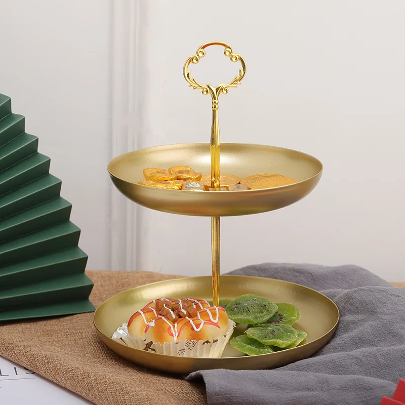 2 layer Iron Fruit Tray Home Living Room Tea Table Light Luxury Net Red Fruit Tray Home Snack Nuts Storage