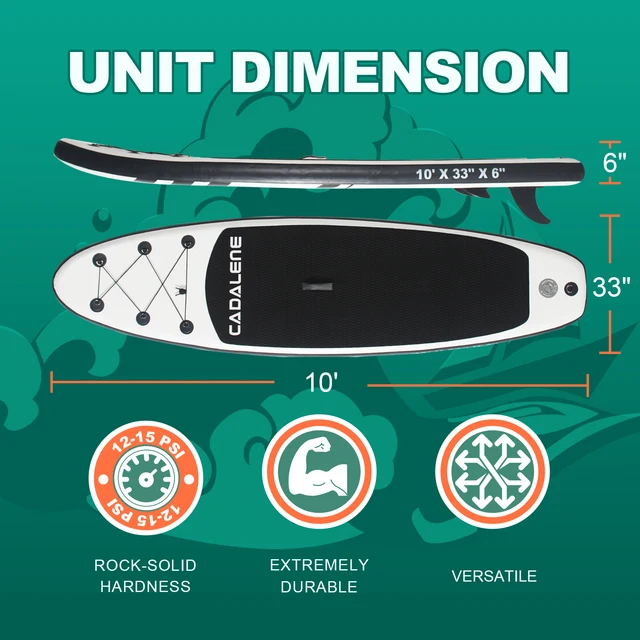 CADALENE Inflatable Stand Up Paddle Board with SUP Accessories, Anti-Slip EVA Deck 10' Inflatable Paddle Boards for Adults