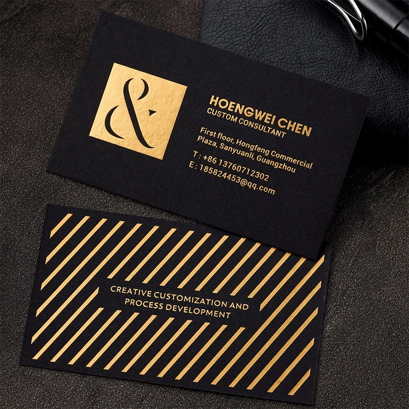 100PCS Business Card High-end Gold foil Double-sided Printing Business Card Paper 90*54MM