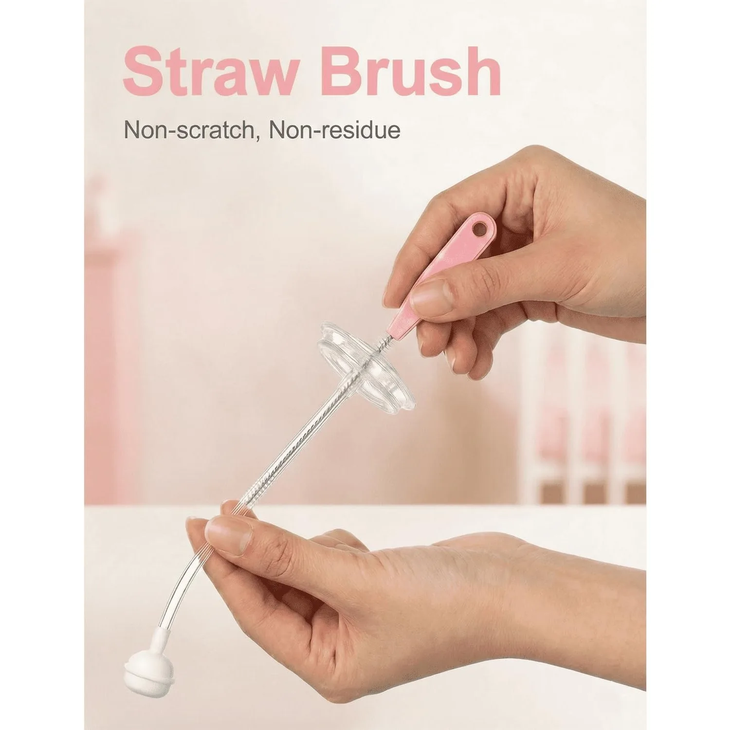 4-in-1 Versatile Bottle Cleaning Brush Set – Includes Nylon Brush, Cap Brush, and Dual Straw Brushes