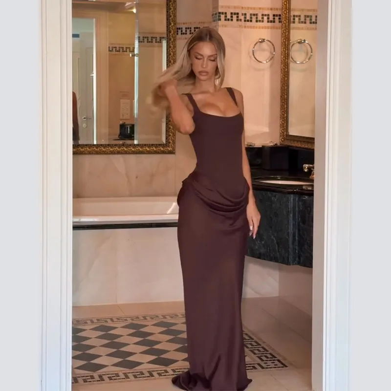 Women Sexy Luxury Party Maxi Dress Elegant High Neck Sleeveless Slim Fit Long Robe 2026 New Shinny Chic Lady Wedding Guest Dress S5258552ddac54435821a4574304b017ec