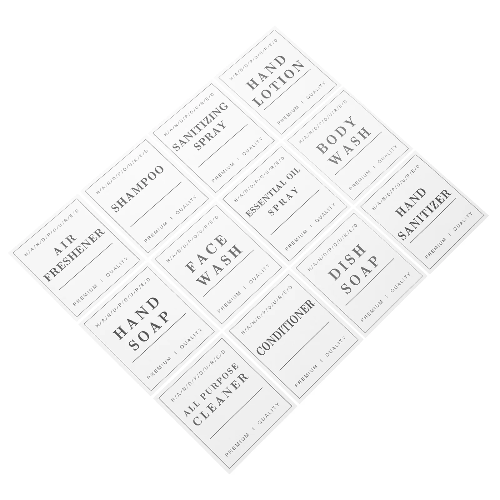 Bathroom Labels Sticker Set for Organizing Waterproof Refillable Bottles