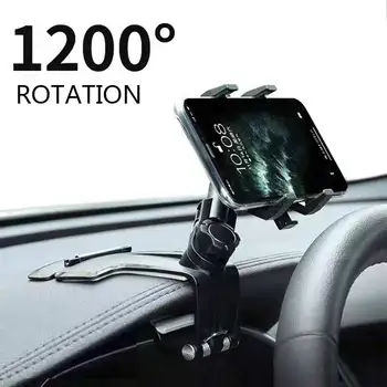 Supporto per telefono da cruscotto auto, rotazione a 1080 gradi, supporto universale per cellulare con clip multi-angolo per auto