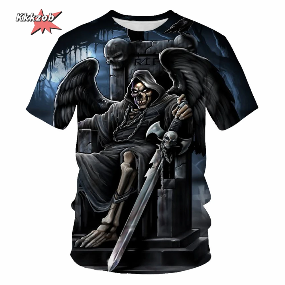 Gothic Skull T-Shirt - 3D Printed Casual Short Sleeve Top