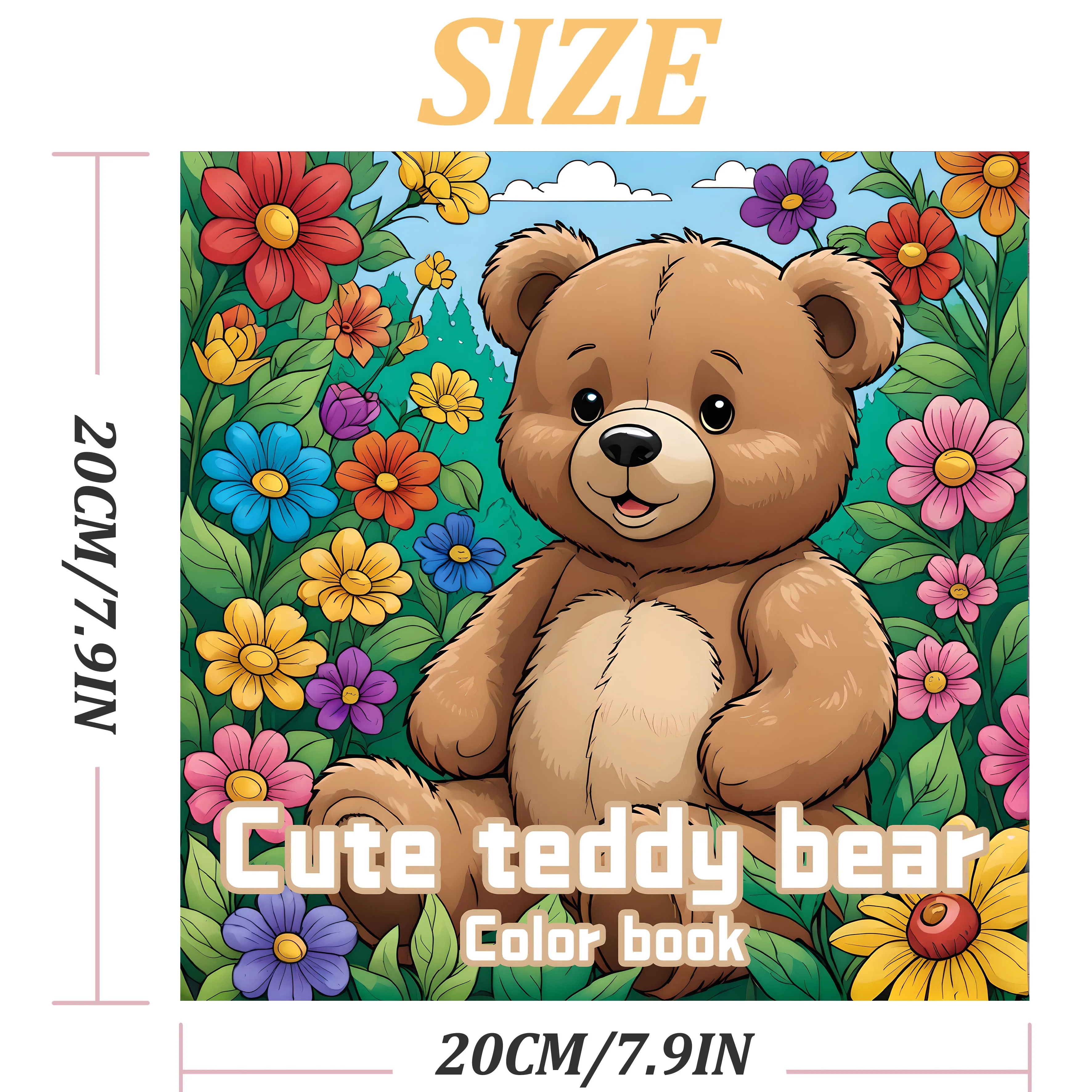 Cute Teddy Bear Color Book 26 Pages Cartoon Bear Coloring Book Relaxing Creative Artistic Coloring Journey for Teens and Adult 2