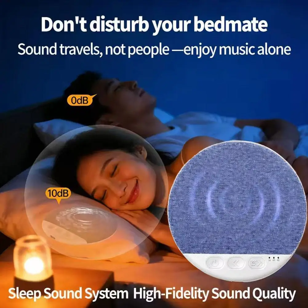 Compact Bluetooth Pillow Speaker - HiFi Stereo White Noise Soundbar & Wireless Music Player