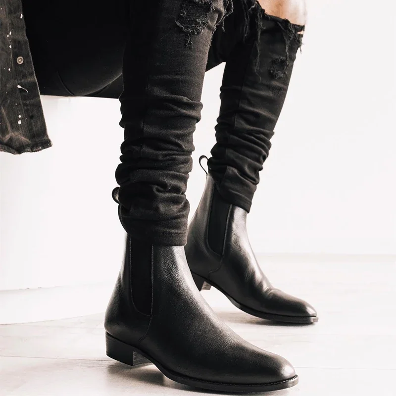 Men Chelsea Boots High Quality Ankle Boot Vinage Classic Dress Black Brown Business Madehand