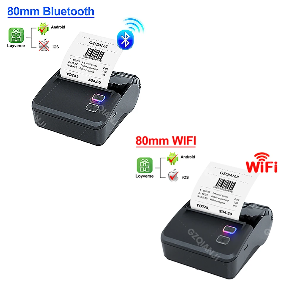 WIFI Bluetooth 80mm Mini Portable Thermal Printer Ticket Bill Receipt Restaurant Kitchen Impresora ESC/POS Printer Android iOS