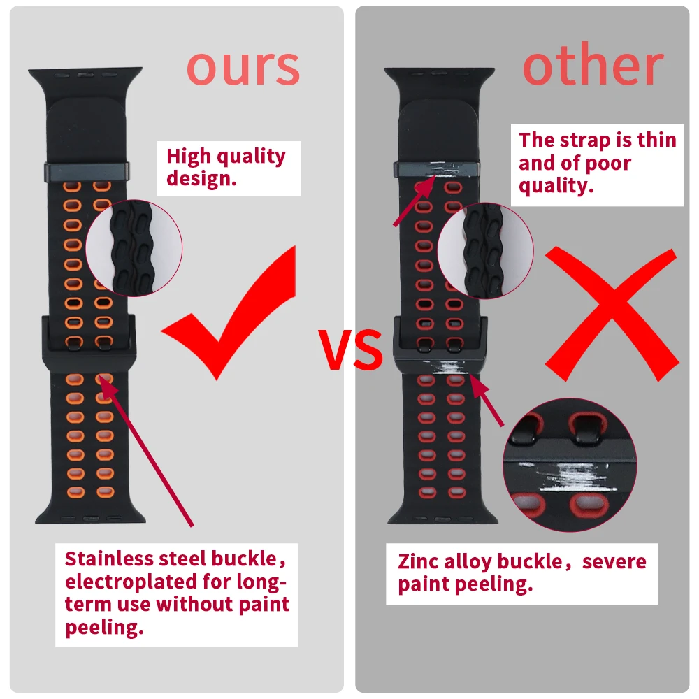 Breathable Silicone Sports Strap for Smartwatches (49mm, 46mm, 45mm)