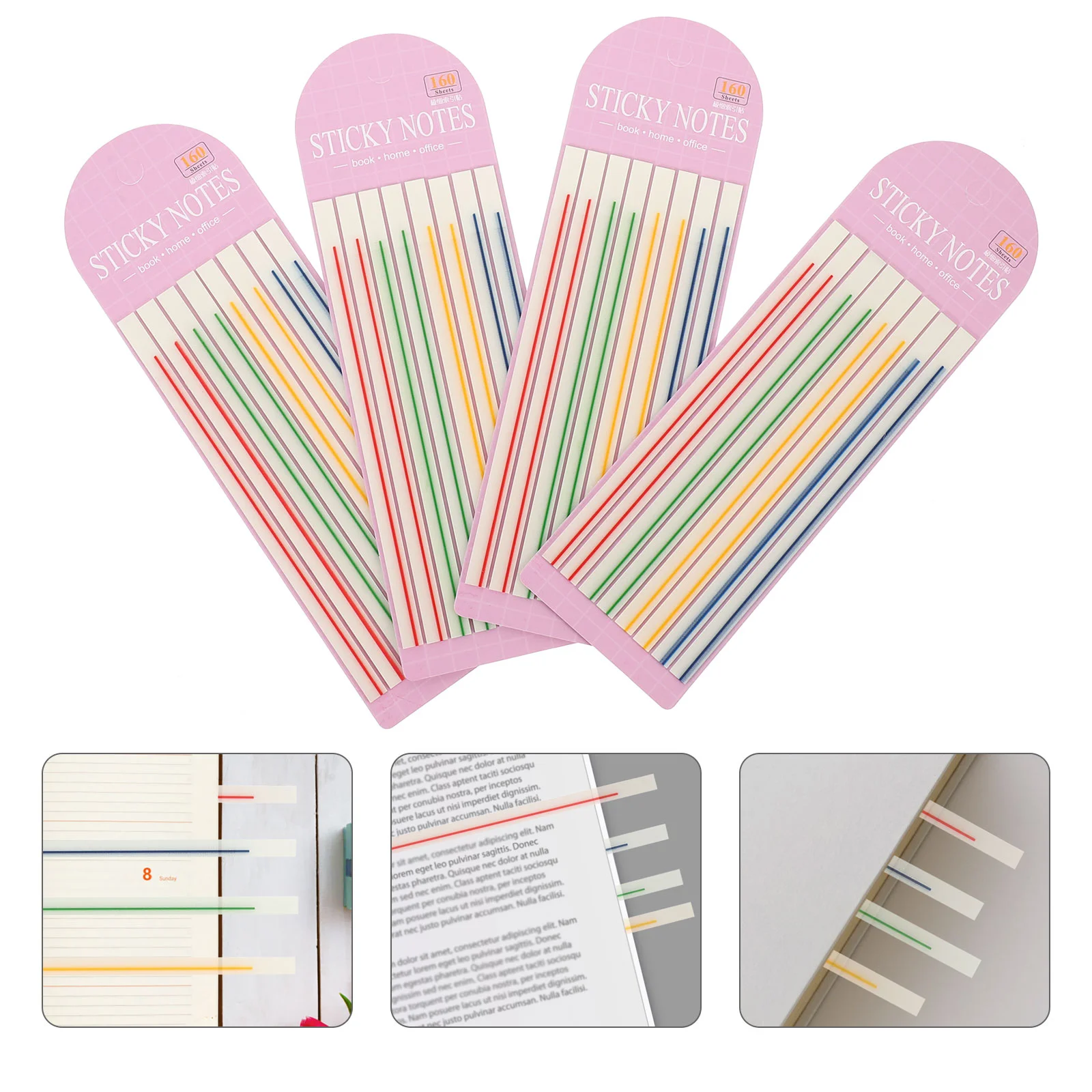 

4 Books of Book Sticky Tabs Office Notebook Highlight Strips Page Sentence Markers