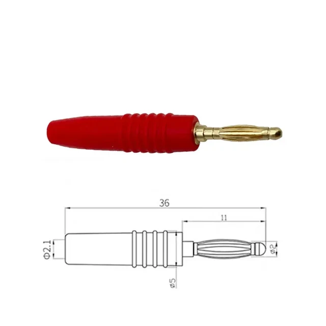 20Pcs 2mm Banana Plug Connector Banana Male Plugs Audio Speaker Wire Cable Connectors Red Black 2
