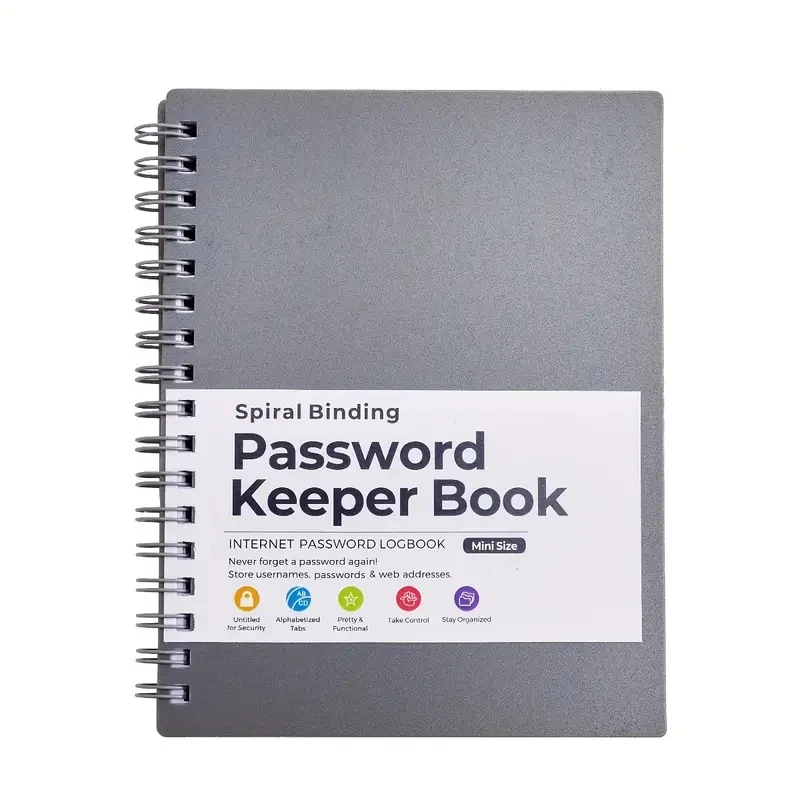 Compact Spiral Password Keeper Notebook - Secure & Organized Writing Pad