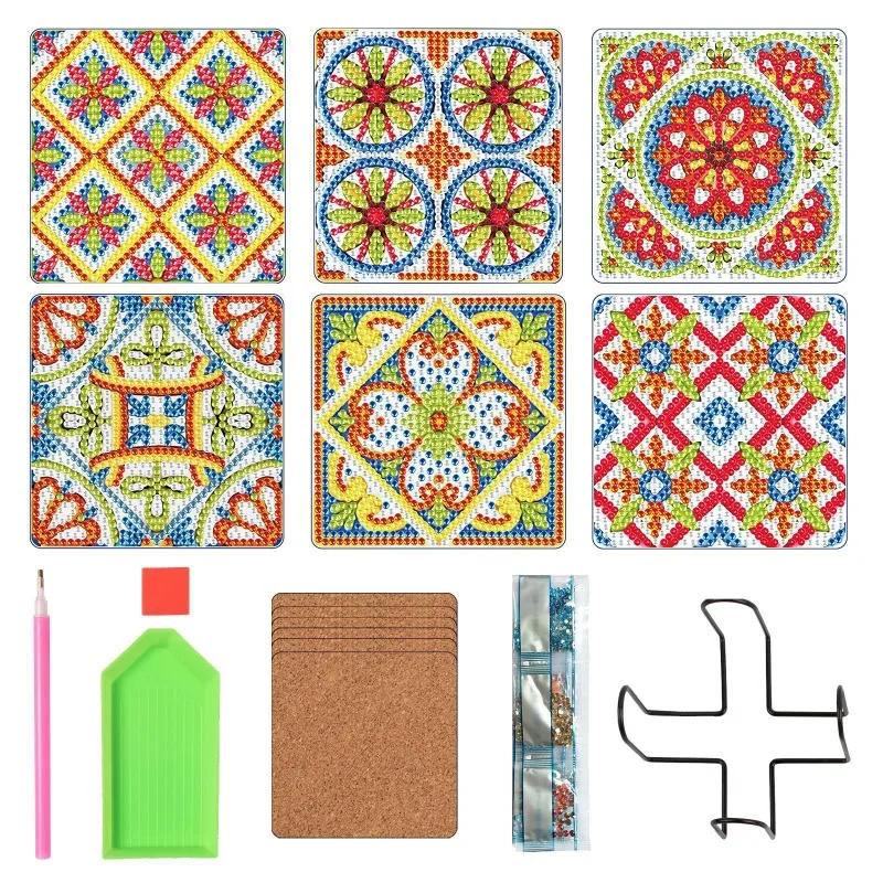 8-teiliges Diamant-Malerei-Untersetzer-Set Mit Halter, Mandala-Design – DIY Bastelset Für Erwachsene & Kinder