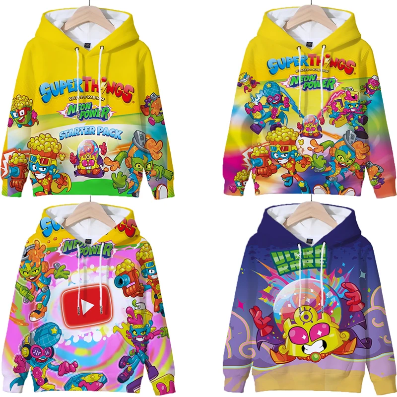 

Children Superzings Neon Power Hoodies Sweatshirt Cartoon Game Outwear for Boys Girls Pullover Tops Long Sleeve Hoodie Sudadera