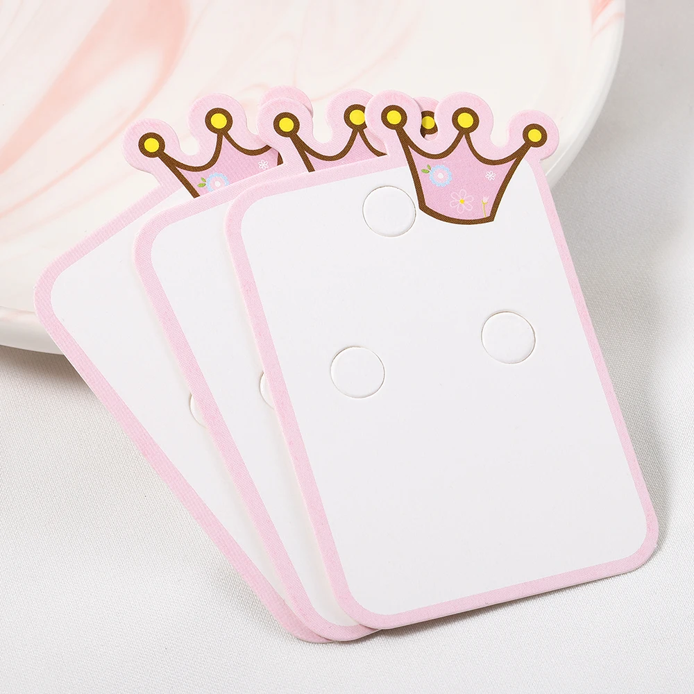 10-50pcs 5.4x8cm Cute Crown Packing Cards for DIY Jewelry Display Tags Kid Hair Accessories Retail Price Tags Holder Labels 10 50pcs retro folding paper cards thank you cards for stationery packaging diy jewelry display tag retail hanging labels