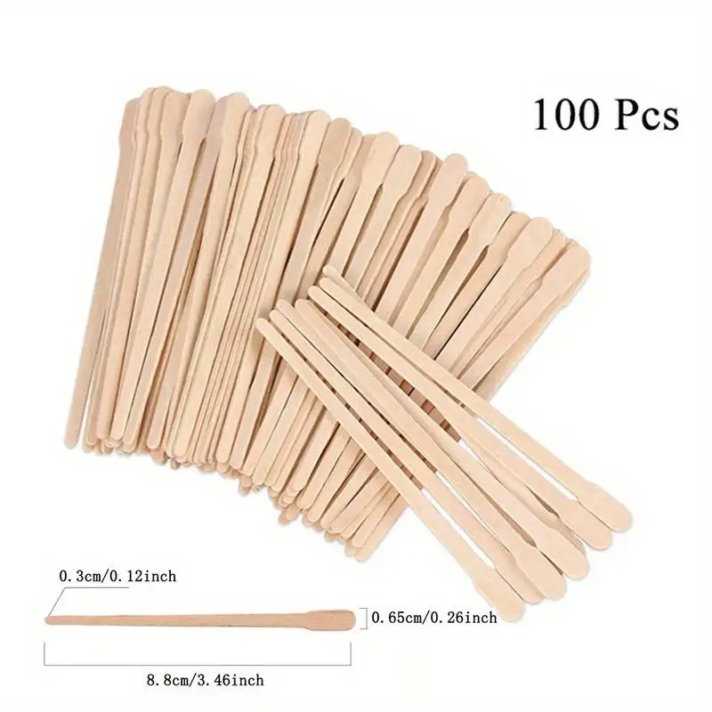 10/100/200/500PCS Holz Wachsen Stick Einweg Wachs Bean Wischen Wachs Werkzeug Einweg Haar Entfernung Schönheit körper Schönheit Werkzeug – Detail 7