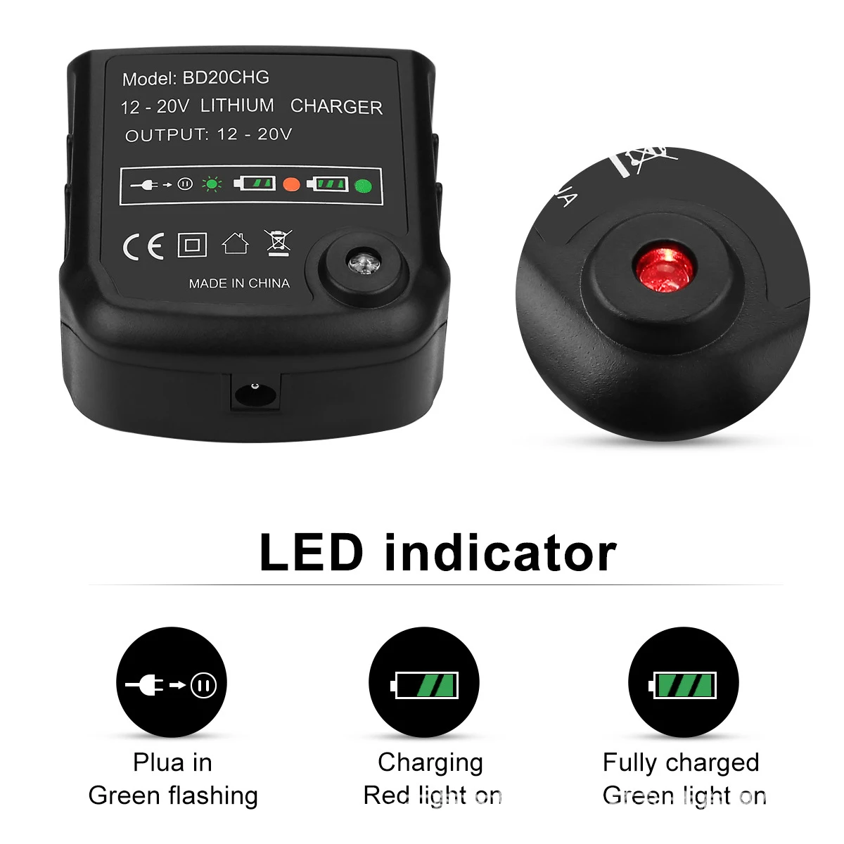 블랙 데커 리튬 이온 배터리 충전기 12V 14.4V 20V Serise LBXR20 LB20 LBX20 LBX4020 전기 드릴 스크루 드라이버 도구 배터리