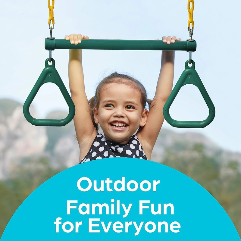 Swing Sets For Backyard-Set Includes 18Inch Trapeze Swing Bar & 48Inch Heavy Duty Chain With Locking Carabiners (Green) 2