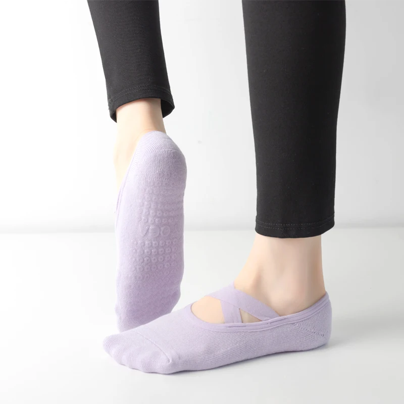 Yoga Socks Women Cotton Silicone Non-slip Pilates Grip Towel No-Show Barre  Sock - AliExpress