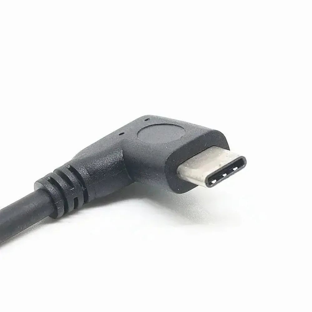 USB 2.0 C타입 데이터 연장 케이블, 오디오 전원 공급 와이어, 블랙 암수, 팔꿈치 90 도, 20cm