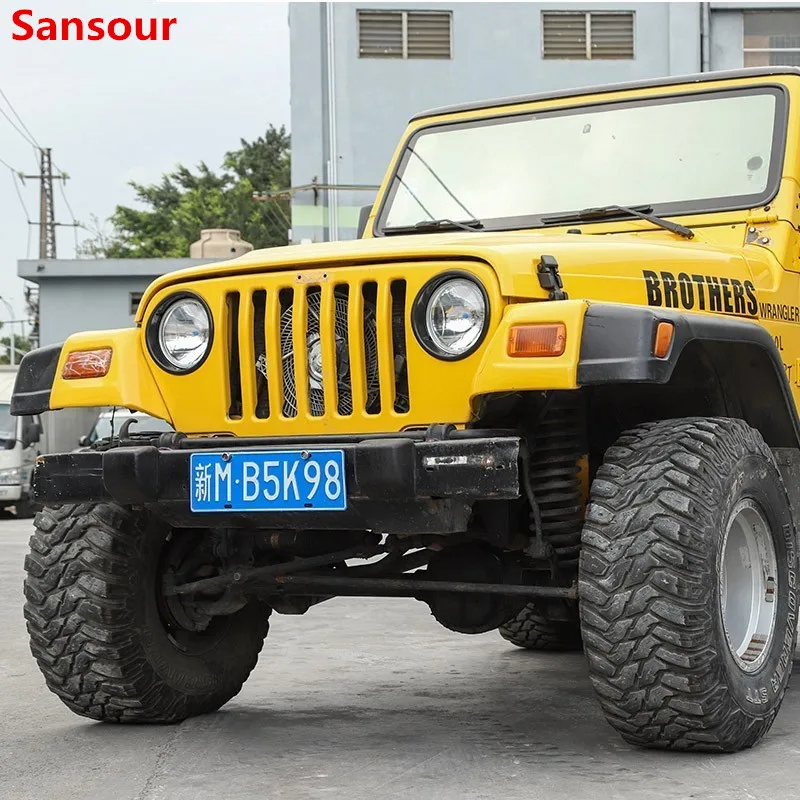 

Sansour Lamp Hoods for ABS Car Front Headlight Lamp Cover Decoration for Jeep Wrangler TJ 1997-2006 Car Accessories Styling