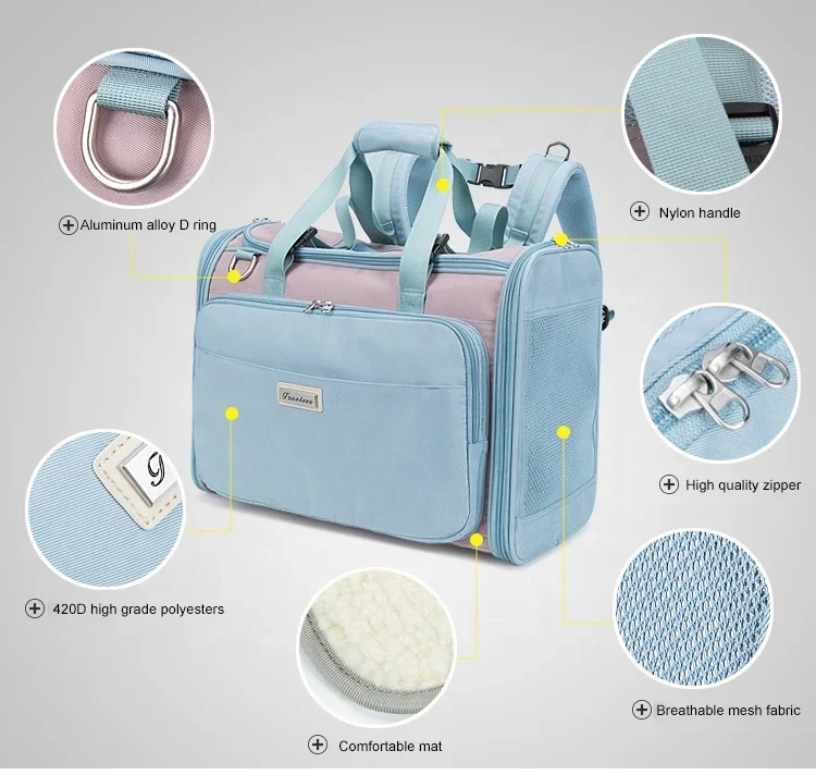 Truelove Pet Bag Water-resistance High Grade Polyester Eco-friendly Breathable Puppy Bag Carrier Cat and Dog Carrier TLX2971