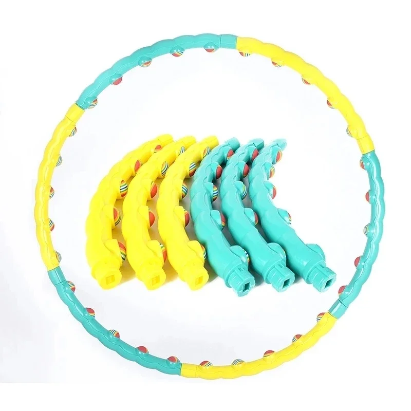 6 Sections Removable Sports Hoops Rainbow Ball Massage Exercise Fitness Hoops Women Gym Workout Fitness Circle Fitness Equipment