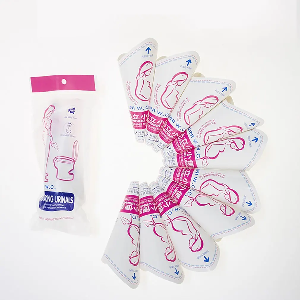 Portable Urinal 12pc/lot Disposable Paper Women Urination Device Stand Up Pee for Camping Travel Female Outdoor Toilet Tool