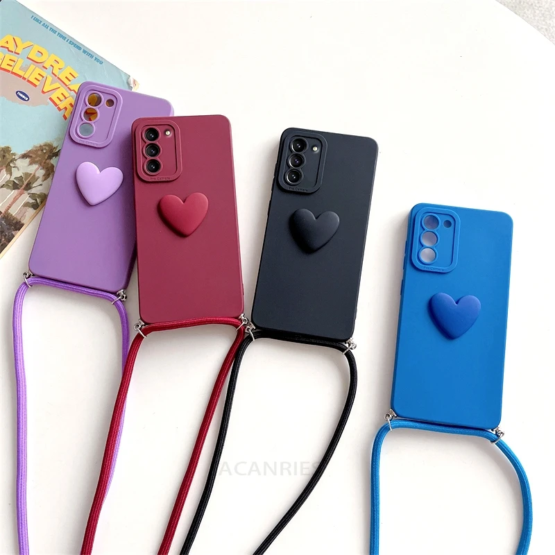Crossbody Love Heart Silicone Lanyard Case with Cord Attachment