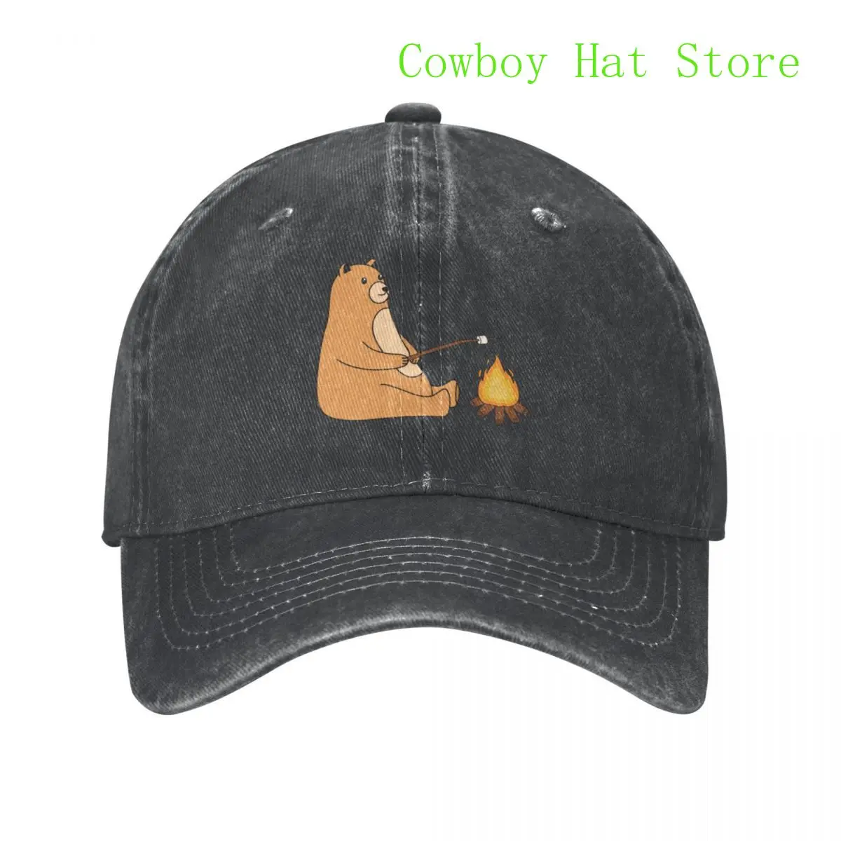 

Best A Cute Bear Roasting Marshmallow On A Campfire Baseball Cap Beach Bag Luxury Brand Fluffy Hat Hat For Women Men'S