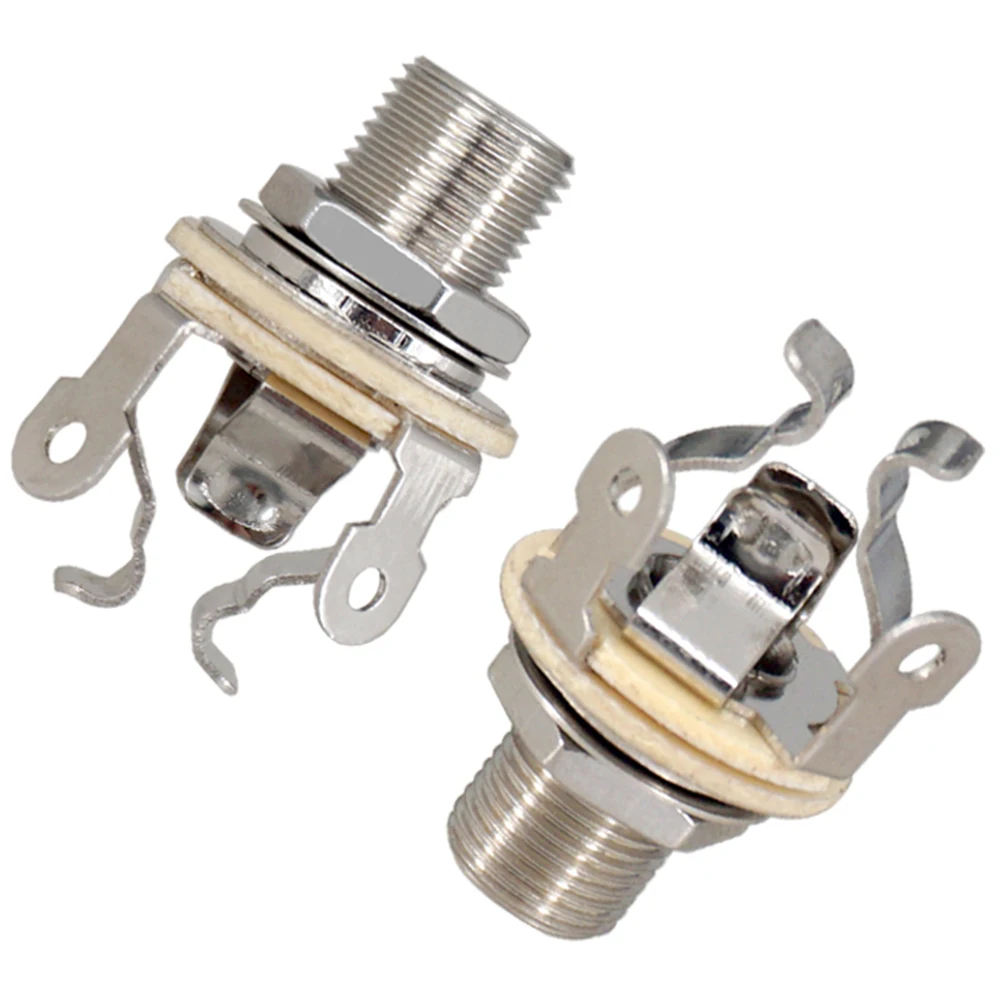 2Pcs 1/4 Inch 6.35Mm Guitar Pickup Output Jack Metal Guitar Stereo Socket Parts Mono Jack Socket for Electric Bass