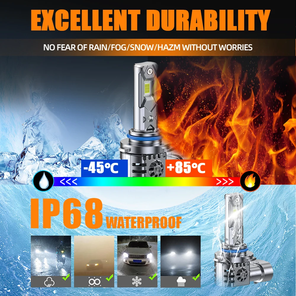 H11 LED 자동차 헤드라이트 전구 Canbus 9005 HB3 9006 HB4 9012 HIR2 CSP LED 헤드램프 340W 터보 팬 내장 자동차 램프 6000K 12V 1700000LM