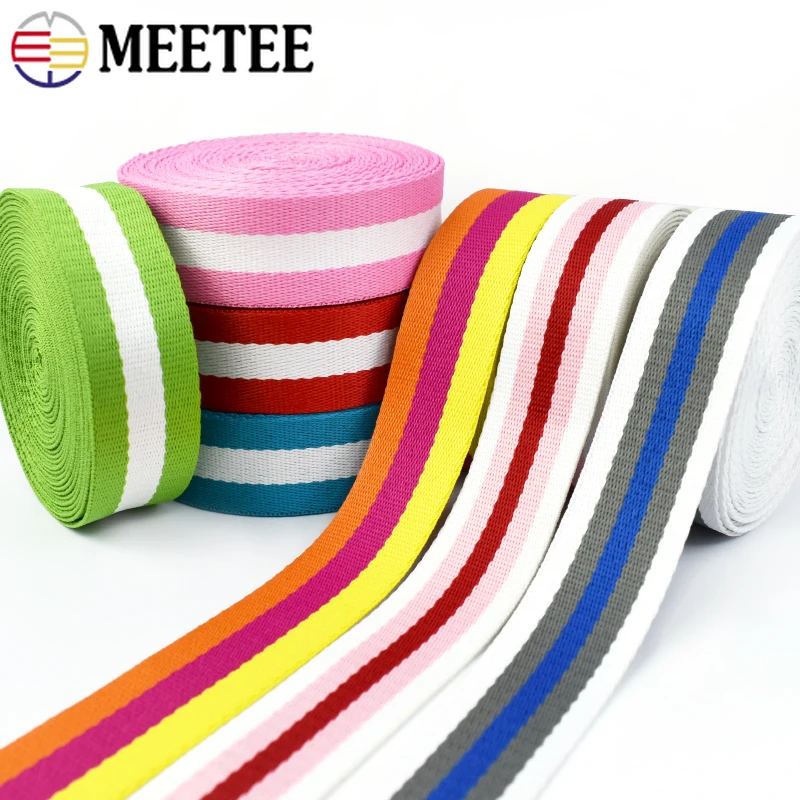 

Meetee 2/5/10M 32mm 1.5mm Thick Polyester Webbing Tape Backpack Shoulder Strap Decor Striped Ribbon Band DIY Sewing Accessories