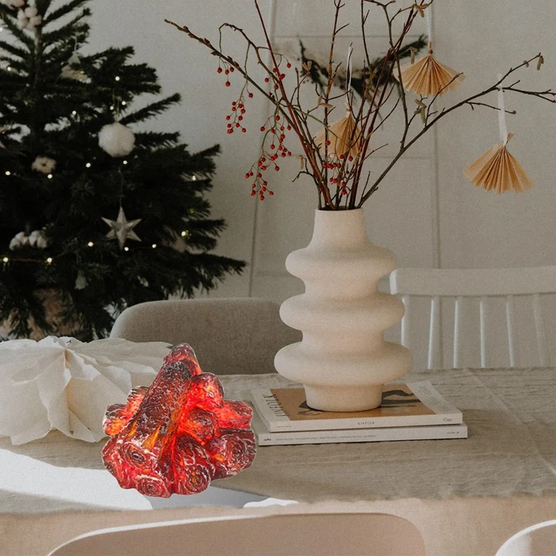 Luce a fiamma artificiale a LED, luce per camino senza fiamma Camino a LED con legna realistica Fiamma rossa  13