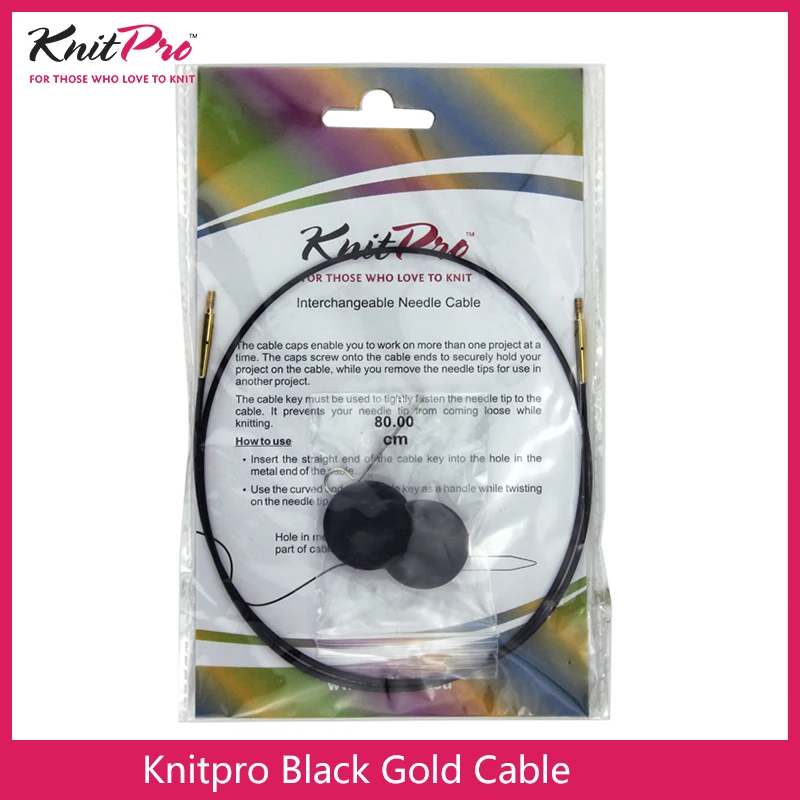 KnitPro Interchangeable Knitting Needle Cable Black Gold