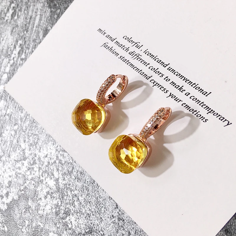 Classic Candy Style Crystal Drop Earring 17 Colors Stones With 3 Kinds Of Gold Color Plated Earrings Women Fashion Gifts