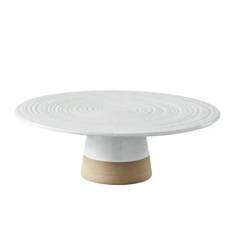 

Exposed Clay Stoneware Pedestal Cake Stand, White Speckled