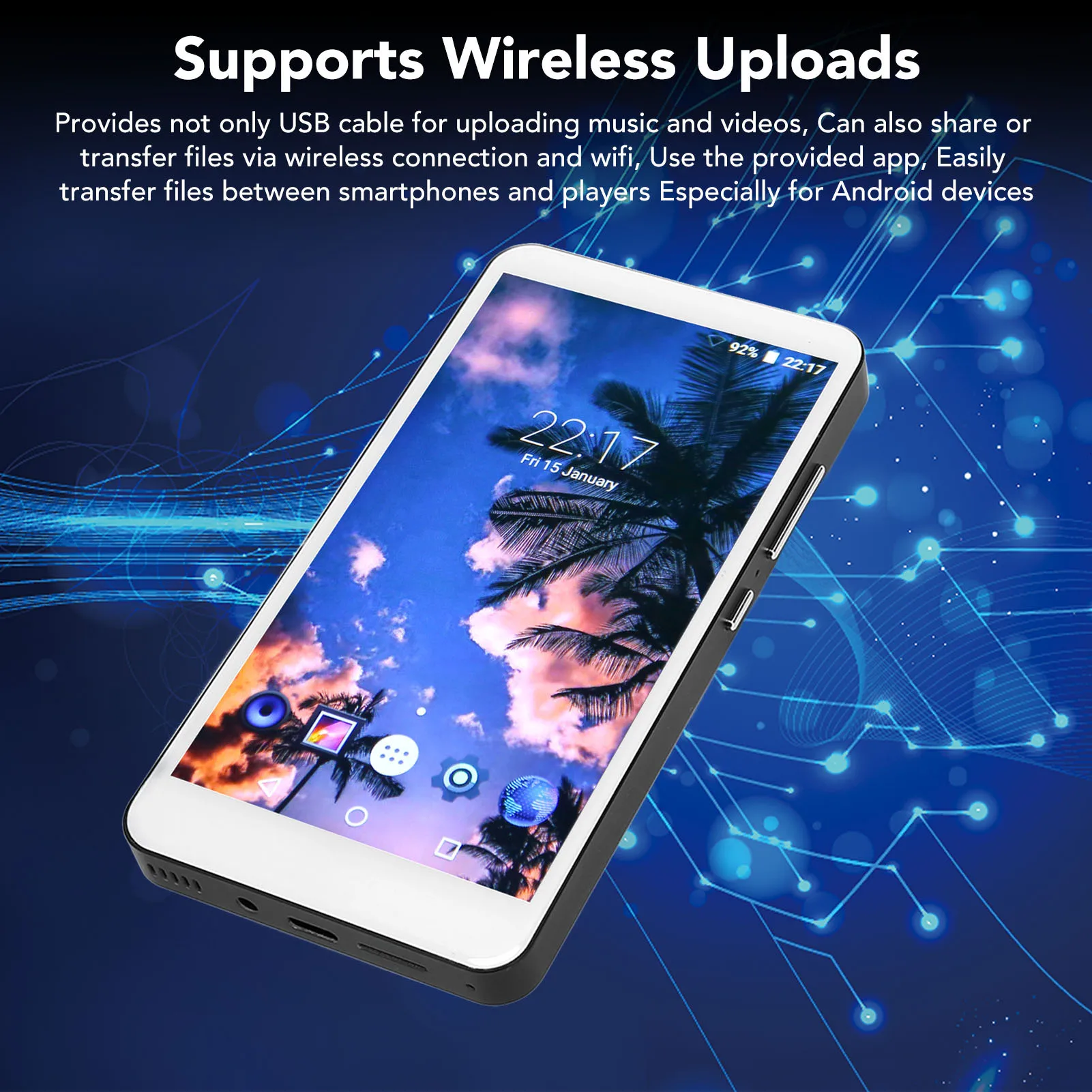 MP4 Player 5 Inch HD Touch Screen HiFi Noise Reduction Portable WiFi Music Player With Camera