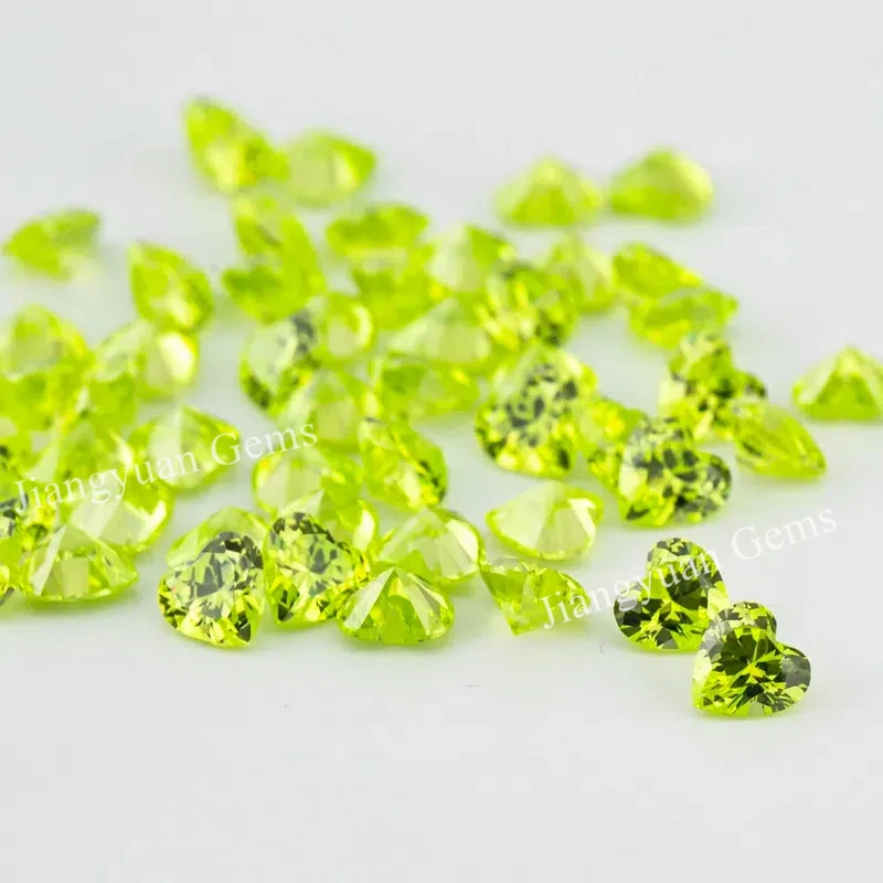 Größe 3x3mm~10x10mm Herzschliff Lose CZ Stein AAAAA Apfelgrüner Zirkonia Synthetische Edelsteine für Schmuck – Detail 9