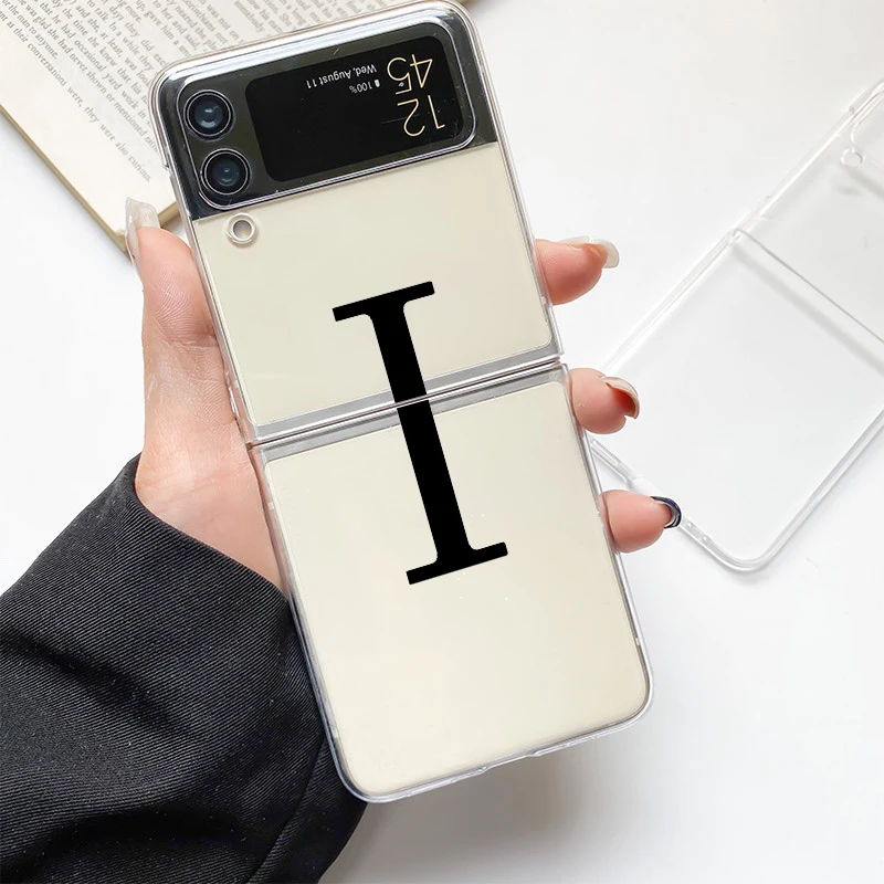 Chic Alphabet Design Clear Hard Phone Case for Samsung Galaxy Z Flip