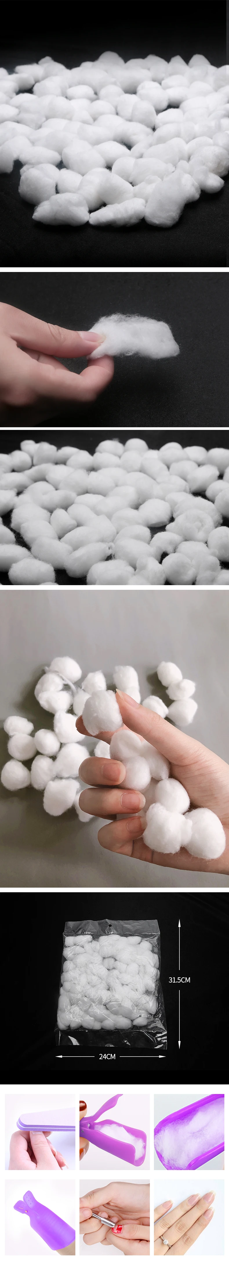 Description Picture 2 of itemNail Remover Cotton Ball 100pcs Nail Polish Remover Cleaning Tool UV Gel Polish Nail Art Tool Manicure Accessories