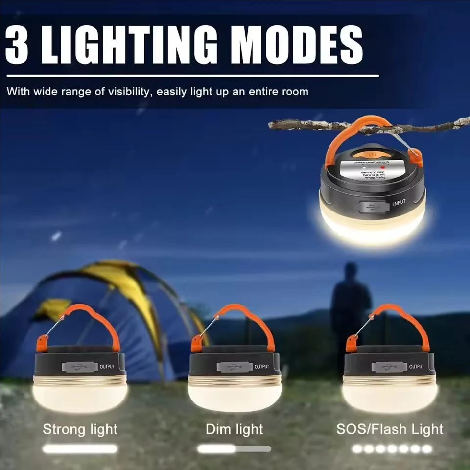 USB Rechargeable Portable Camping Tent Light 3 Modes Waterproof Outdoor Tent Lam