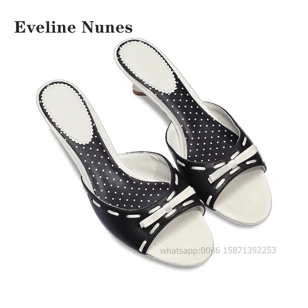 Bow Polka Dot Print Slides Open Toe Heart-Shaped Strange Style Women Sandals Patchwork Side Air Slip On Sweet Slippers Summer