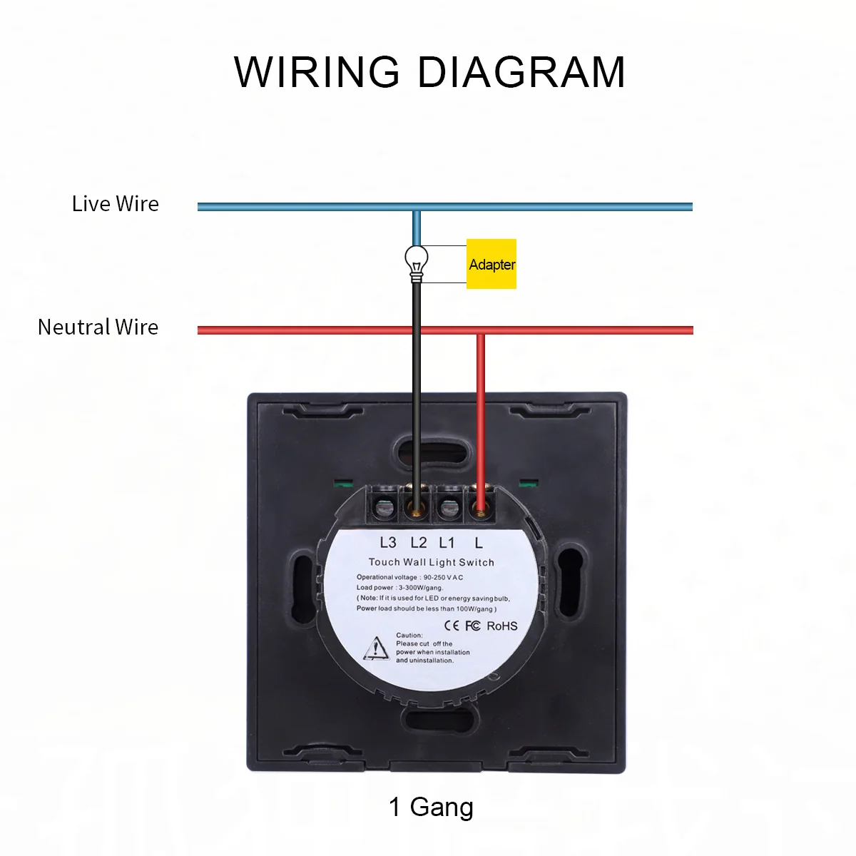 Interruttori del sensore dell'interruttore tattile dell'ue nessun cavo neutro richiesto 1/2/3 Gang LED pannello in cristallo AC100-240V interruttore della luce della lampada da parete